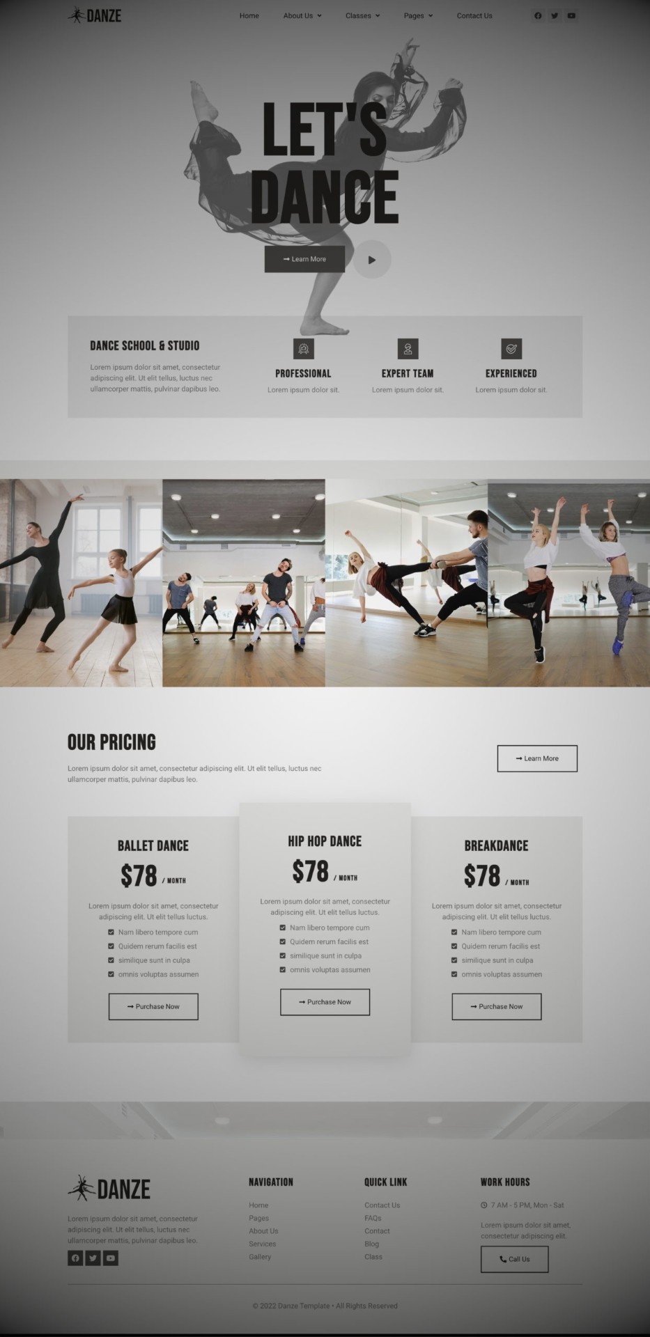 Dance Studio Website Example